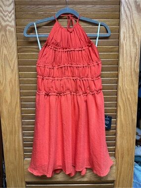 Lulu's Vibrant Orange Ruffled Mini Dress